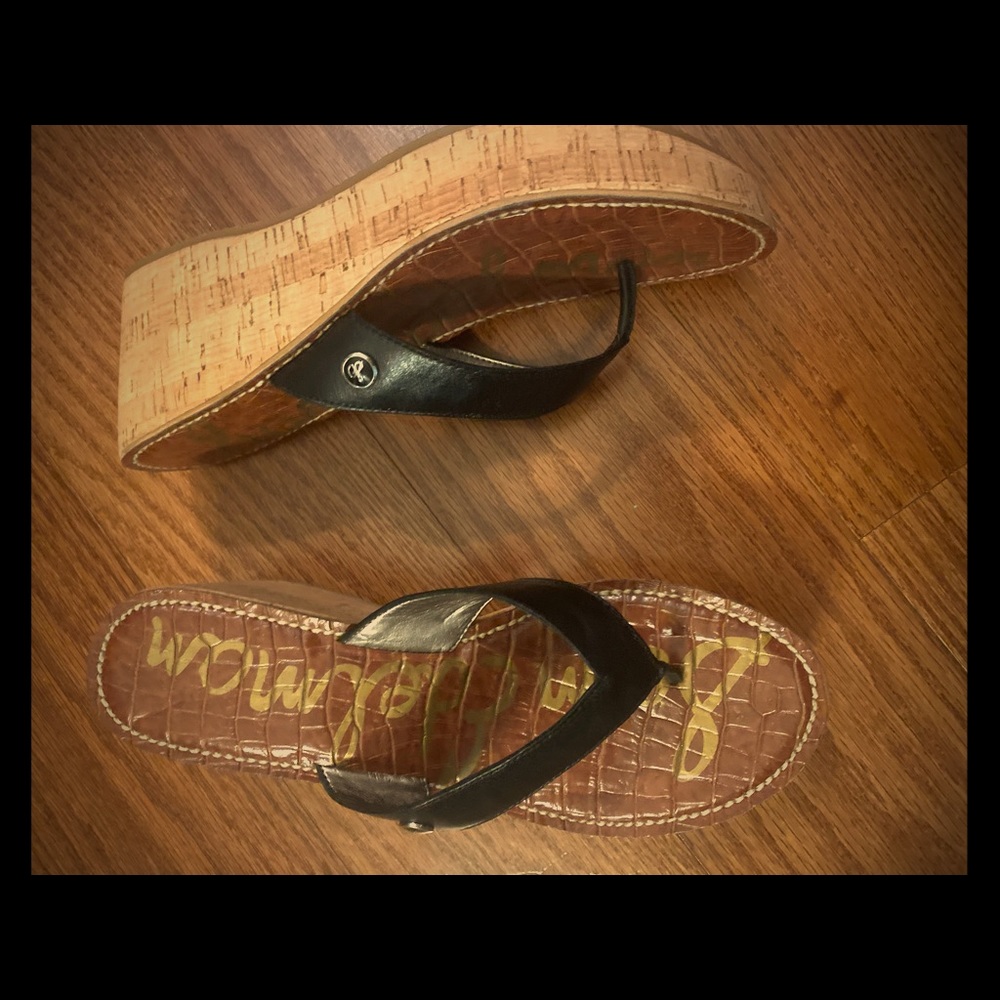 Nwot Sam Edelman black leather Wedges size 9